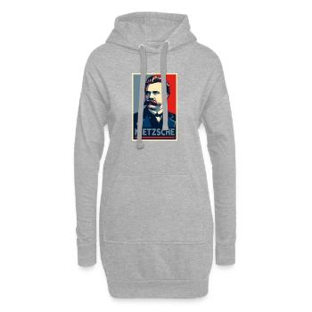 Nietzsche Pop Art Portrait - Sweat-shirt à capuche long Femme - gris chiné - Devant