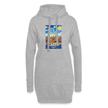 Les Nuits du Caire : Pyramides et étoiles - Sweat-shirt à capuche long Femme - gris chiné - Devant