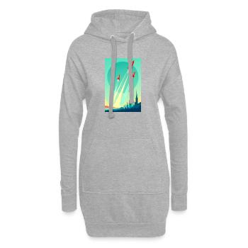 Eine Flotte steigt in den offenen Himmel auf - Hoodie-Kleid - Grau meliert - Vorne