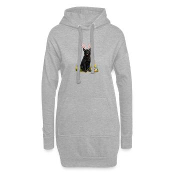 Osterhund mit Hasenohren & Eier - Hoodie-Kleid - Grau meliert - Vorne