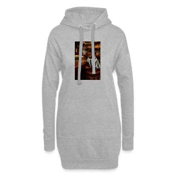 Teckel en maillot de pub avec trèfle - Sweat-shirt à capuche long Femme - gris chiné - Devant