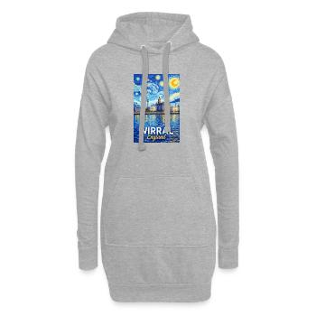La silhouette de l’Angleterre du Wirral dans le ciel étoilé - Sweat-shirt à capuche long Femme - gris chiné - Devant