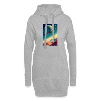 Die Menschheit findet endlich ihr neues Zuhause im Weltraum - Hoodie-Kleid - Grau meliert - Vorne