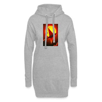 Retro futuristische Weltraumlandschaften, Ästhetik der 1960er Jahre - Hoodie-Kleid - Grau meliert - Vorne