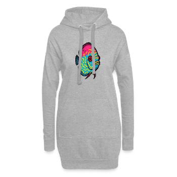 Pop Art Diskusfisch rosa und leuchtend gelb - Hoodie-Kleid - Grau meliert - Vorne