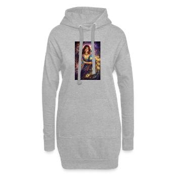 Mystische Indische Frau mit Pfau - Hoodie-Kleid - Grau meliert - Vorne