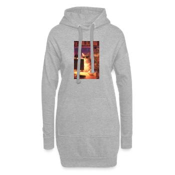 Cat Stream Neon Studio - Sweat-shirt à capuche long Femme - gris chiné - Devant