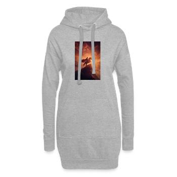 Cavalier de l’Aube sur la Crête - Sweat-shirt à capuche long Femme - gris chiné - Devant
