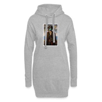 Kosmisches Piratenporträt - Hoodie-Kleid - Grau meliert - Vorne