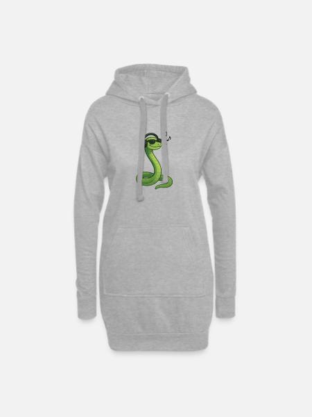 Snake Headphones Music Vibe Illustration Art - Hoodie Dress - heather grey