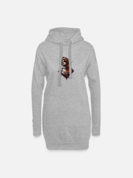 Brennende Statue: Feuer und Marmor - Hoodie-Kleid - Grau meliert