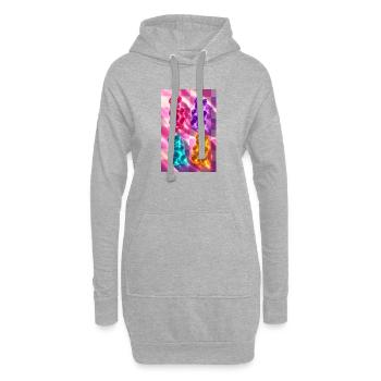 Oursons en gélifie néon sur un damier - Sweat-shirt à capuche long Femme - gris chiné - Devant