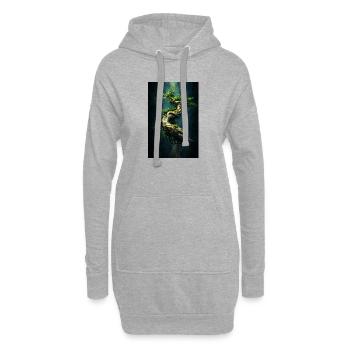 Spiralgrüner grüner Baum im dunklen Abgrund - Hoodie-Kleid - Grau meliert - Vorne