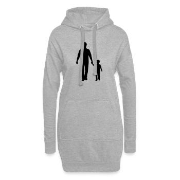 Vater Kind Silhouette Spazieren Familie Papa Liebe - Hoodie-Kleid - Grau meliert - Vorne