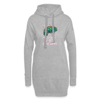 Dreams 8 Bits Propulsés – Pixel Chameleon - Sweat-shirt à capuche long Femme - gris chiné - Devant