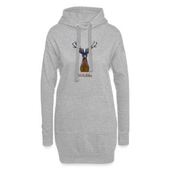 Faune géométrique des cerfs - Sweat-shirt à capuche long Femme - gris chiné - Devant