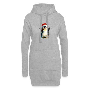 fröhlicher Weihnachtspinguin - Hoodie-Kleid - Grau meliert - Vorne