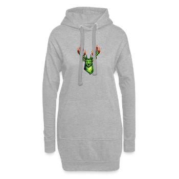 grüner Weihnachtshirsch mit Kerzen . KI generiert - Hoodie-Kleid - Grau meliert - Vorne