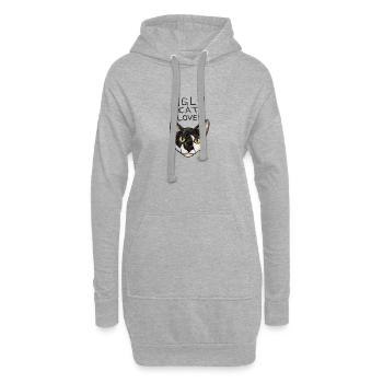 Amoureux des chats moches - Sweat-shirt à capuche long Femme - gris chiné - Devant