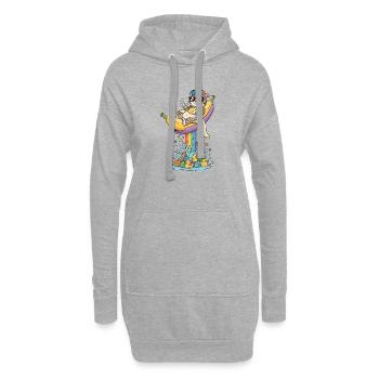 Checker Katze auf Banane im Regenbogen Fun Brunnen - Hoodie-Kleid - Grau meliert - Vorne