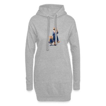 Minettes Geschichte – Rotkatze Mama & Kätzchen - Hoodie-Kleid - Grau meliert - Vorne