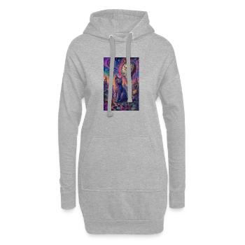 Chat cosmique et horloges fondantes - Sweat-shirt à capuche long Femme - gris chiné - Devant