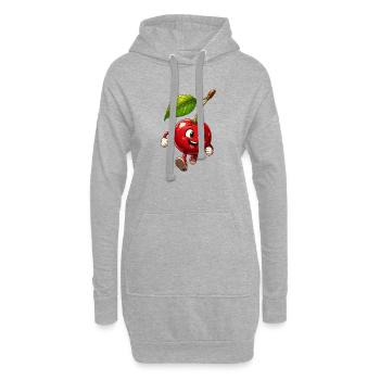 Cerise drôle - Sweat-shirt à capuche long Femme - gris chiné - Devant