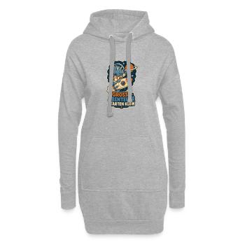 Dino Astronaut – Große Abenteuer starten klein - Hoodie-Kleid - Grau meliert - Vorne