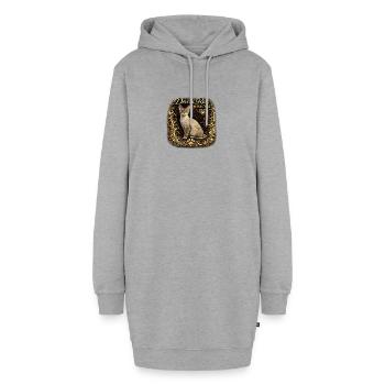 Devon Rex Mom in Gold Frame - Hoodie Dress - heather grey - Front