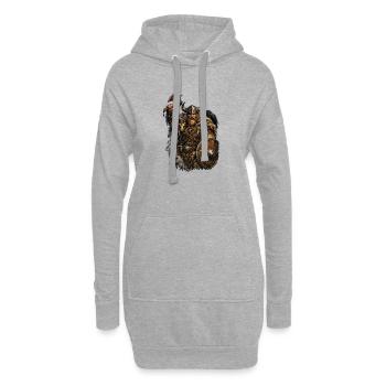 Wikinger mit Axt und Schild - Hoodie-Kleid - Grau meliert - Vorne