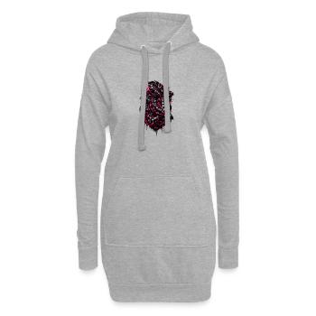 Neon Monstera – Dark Botanical Jungle Design - Hoodie-Kleid - Grau meliert - Vorne