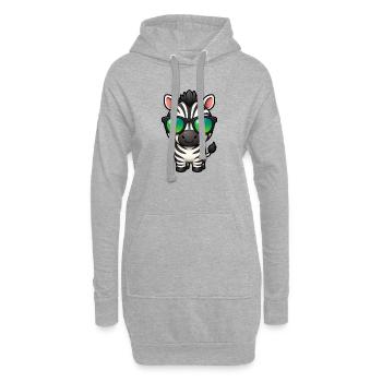 Süßes Zebra Cartoon Kawaii mit Sonnenbrille - Hoodie-Kleid - Grau meliert - Vorne
