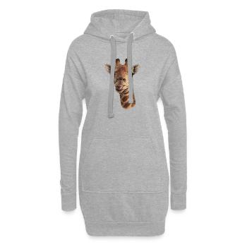 Giraffenkopf mit Zunge - Nahaufnahme - Hoodie-Kleid - Grau meliert - Vorne