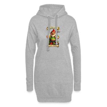Garten-Gnom mit Bier und Spaten - Hoodie-Kleid - Grau meliert - Vorne
