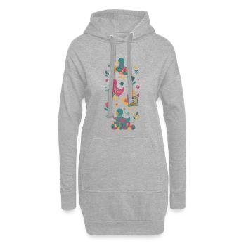 Lustige Enten für Häkelliebhaber und Garn - Hoodie-Kleid - Grau meliert - Vorne