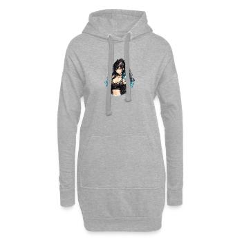 Fille gothique d’anime avec un flair bleu - Sweat-shirt à capuche long Femme - gris chiné - Devant
