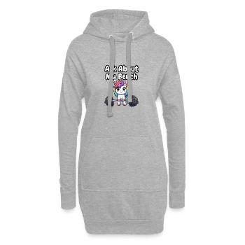 Frag nach meinem Bench Unicorn - Hoodie-Kleid - Grau meliert - Vorne