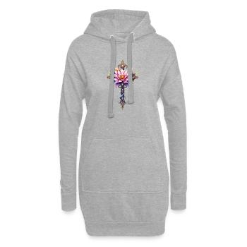 Floral Lotus Cross: Ornamental Dagger - Hoodie Dress - heather grey - Front