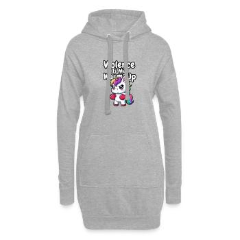 La violence est ma licorne d’échauffement - Sweat-shirt à capuche long Femme - gris chiné - Devant