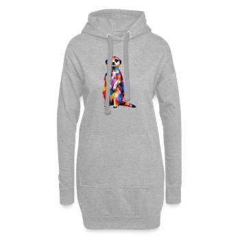 Suricate colorée avec des touches de couleur - Sweat-shirt à capuche long Femme - gris chiné - Devant