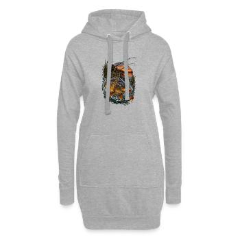 Saut de carpe dans le lac du soir - Sweat-shirt à capuche long Femme - gris chiné - Devant