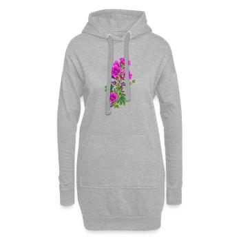 Fleurs de geranium pourpres - Sweat-shirt à capuche long Femme - gris chiné - Devant