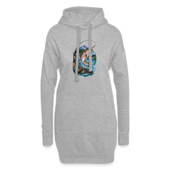 Poissons arc-en-ciel sautent au lac de montagne - Sweat-shirt à capuche long Femme - gris chiné - Devant