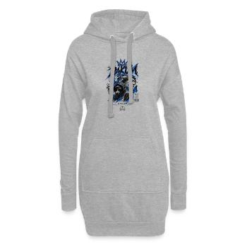 DAKUM Mystère d’Art de rue Bleu - Sweat-shirt à capuche long Femme - gris chiné - Devant