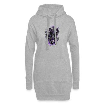 DAKUM Loup Démoniaque à la Lumière de la Nuit - Sweat-shirt à capuche long Femme - gris chiné - Devant