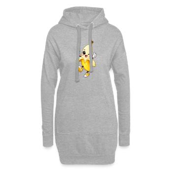 Ambiance de dessin animé de Banane Clignante - Sweat-shirt à capuche long Femme - gris chiné - Devant