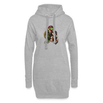 Dino & Chat : Duo lunettes de soleil - Sweat-shirt à capuche long Femme - gris chiné - Devant