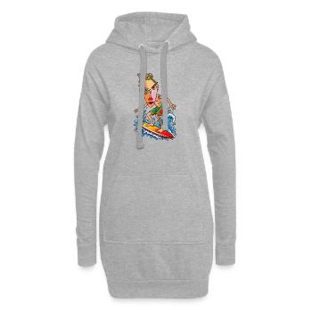 Surfer Cartoon Wave Hero - Sweat-shirt à capuche long Femme - gris chiné - Devant