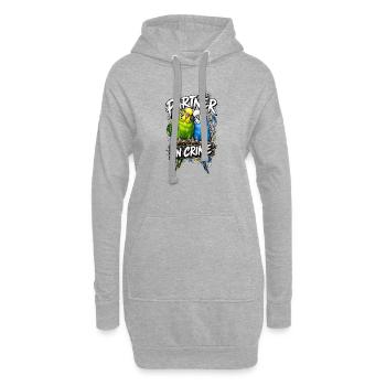 Perruches perruquées complices - Sweat-shirt à capuche long Femme - gris chiné - Devant