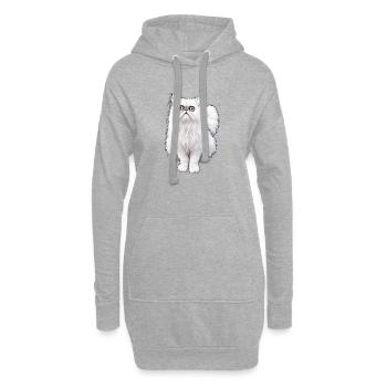 Chat bizarre - Sweat-shirt à capuche long Femme - gris chiné - Devant